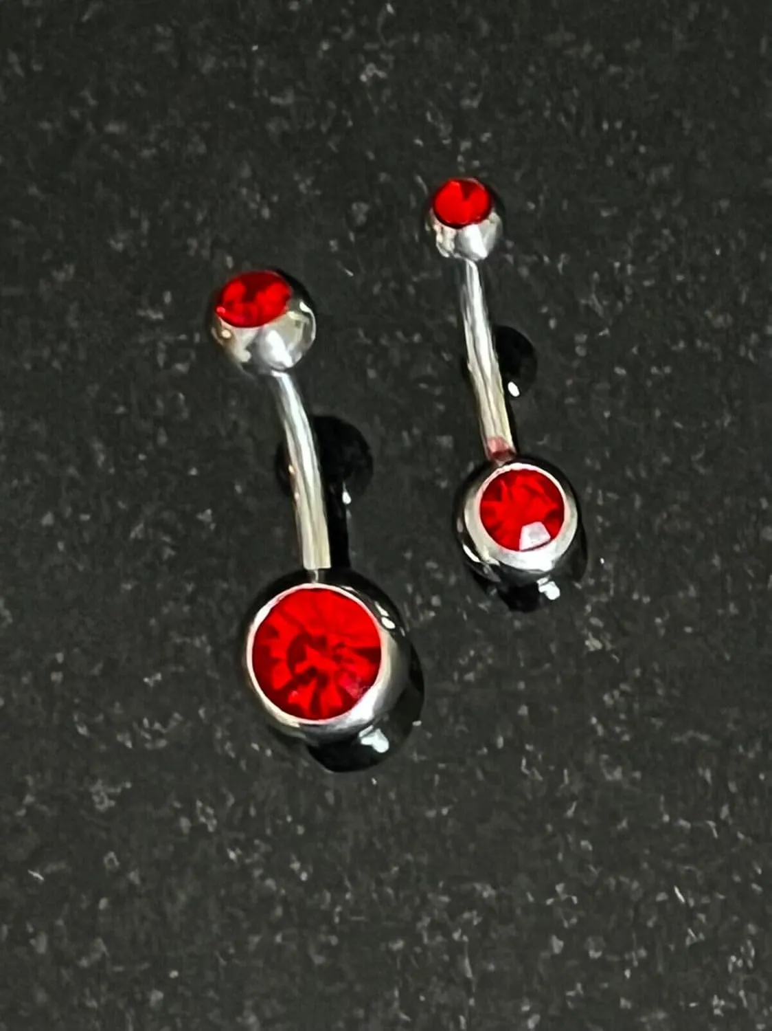 Beautiful Surgical Steel Double CZ Gem Ball Belly Ring - Pierced Navel - Body Jewelry