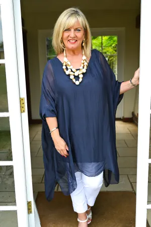 Bella Silk Blouse | Navy