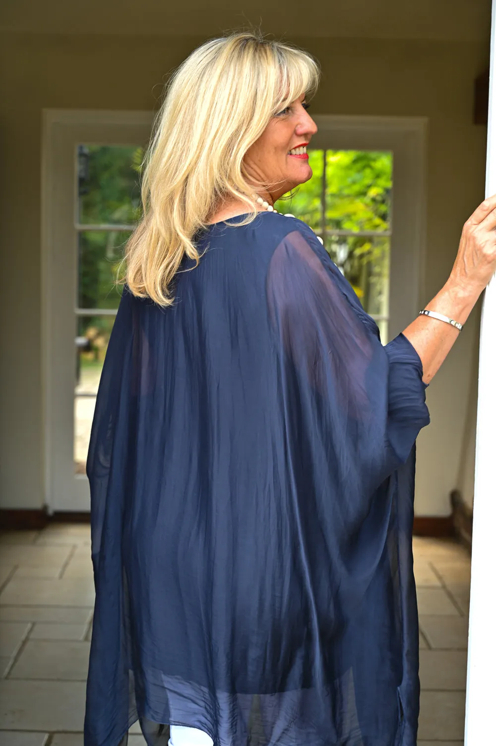 Bella Silk Blouse | Navy