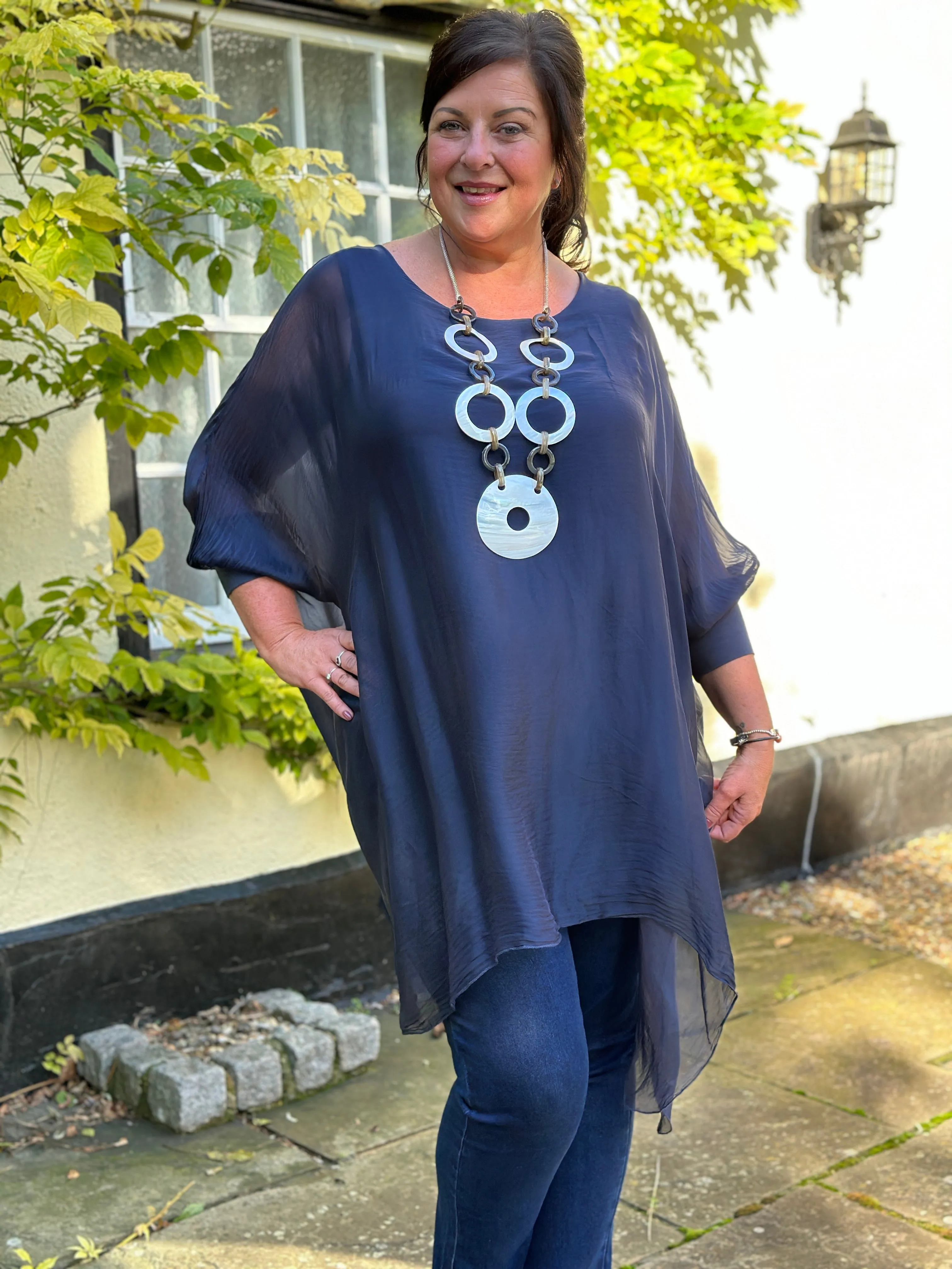 Bella Silk Blouse | Navy