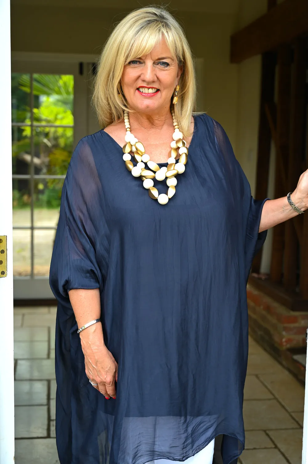 Bella Silk Blouse | Navy