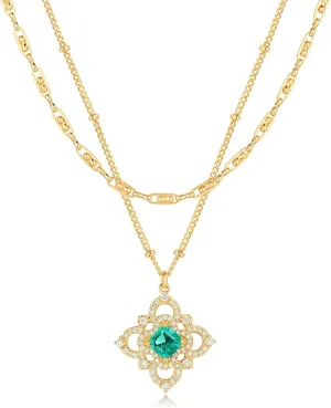 BENEIGE Layered Necklaces for Women 14K Gold Plated Emerald Necklace for Women Dainty Gold Necklace Stack Hypoallergenic Jewelry for Women