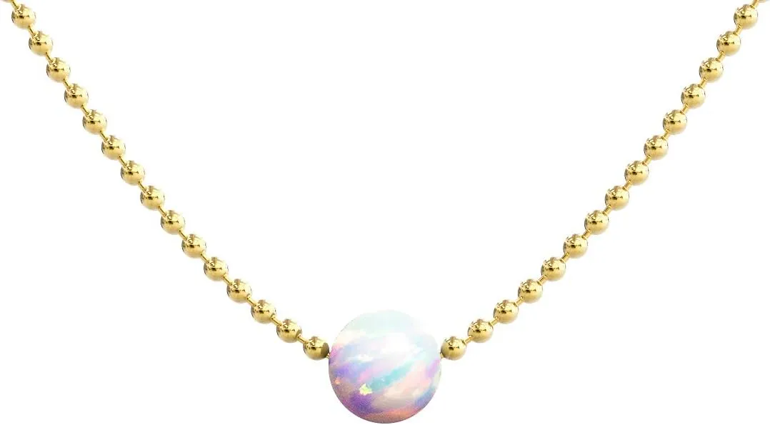 Benevolence LA White Gold Choker Necklace, Opal Dainty Beaded Necklace for Women, Gifts for Mom, Delicate Short Dainty Fashion Accessories | Designed in California, Gift for Her