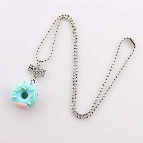 Best Friend Necklaces Cute Mini Imitation Food Donut Cream Cookie Pendant Necklace for Girls Friendship Sister , Set of 3