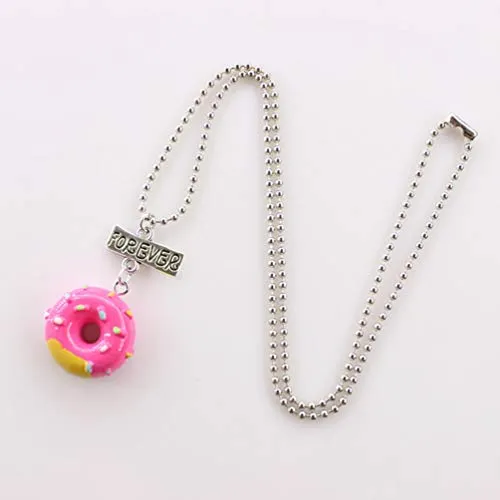 Best Friend Necklaces Cute Mini Imitation Food Donut Cream Cookie Pendant Necklace for Girls Friendship Sister , Set of 3