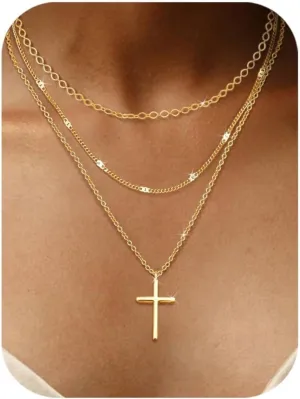 Besteel 3Pcs Dainty Layered Gold Necklaces for Women - Paperclip Pearl Choker Necklace Stack Set Trendy Simple Layering Chain Pendant Jewelry Non Tarnish Waterproof Gifts