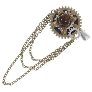 BESTYASH Vintage Punk Gear Barrette Steampunk Gear Hair Clips Silver Hair Clips