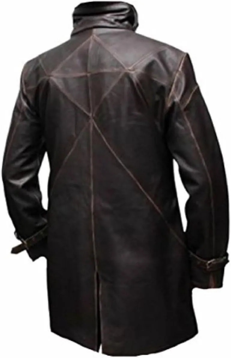 Bestzo Mens Fashion Dog Vintage Watch Fashion Synthetic Leather Trench Coat Brown