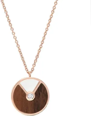 BEWELL Rose Gold Necklaces for Women,Simple Pendant Wood Necklace Chain for Ladies Women