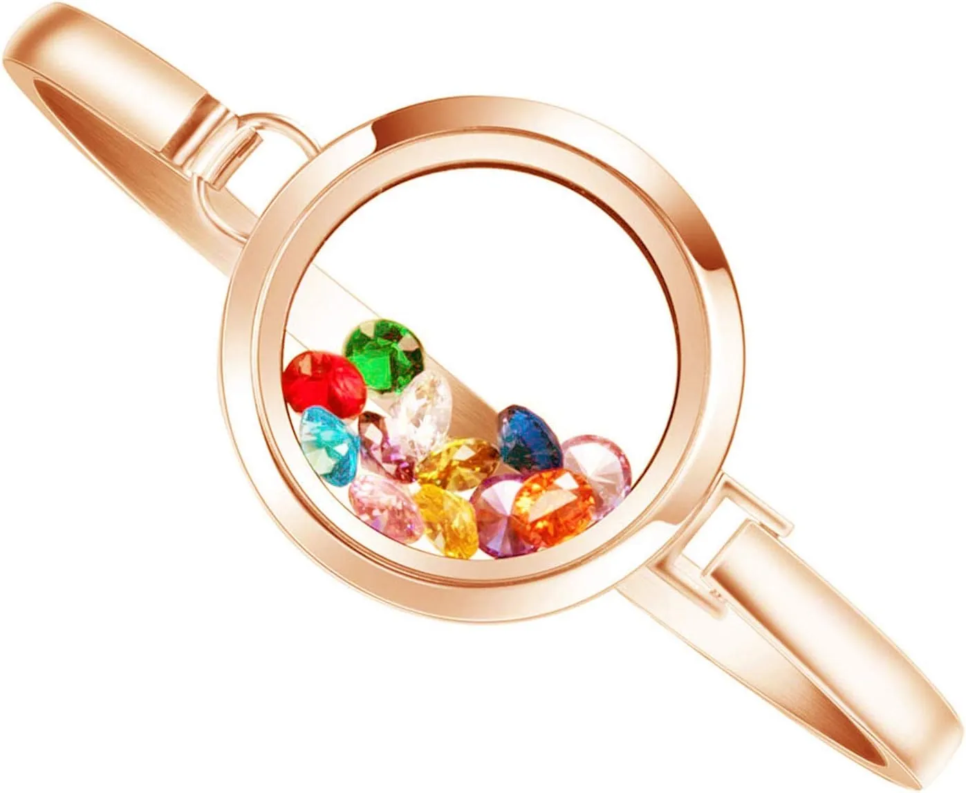 BG247 Stainless Steel 30mm Glass Floating Memory Living Locket Bangle Bracelet