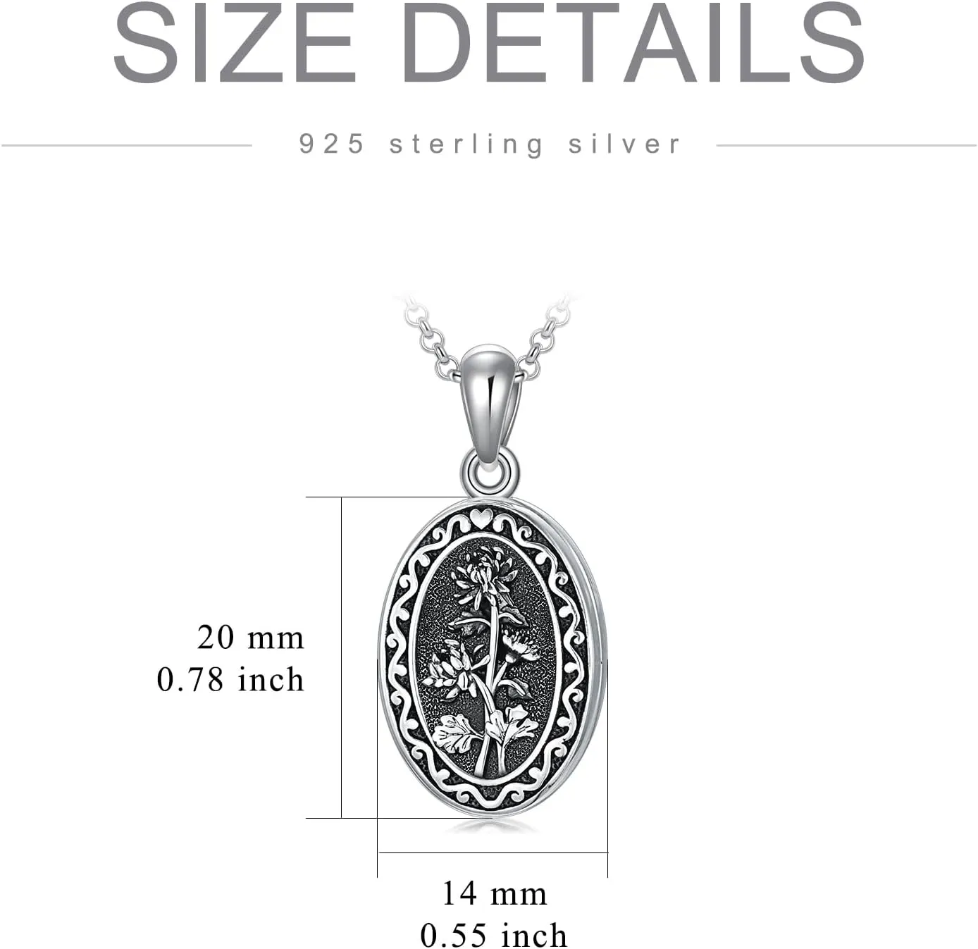 Birth Flower Photo Locket Necklace 925 Sterling Silver 12 Month Locket Necklace with Picture Birth Flower Photo Jewelry Gifts for Women Mother Mom Daughter