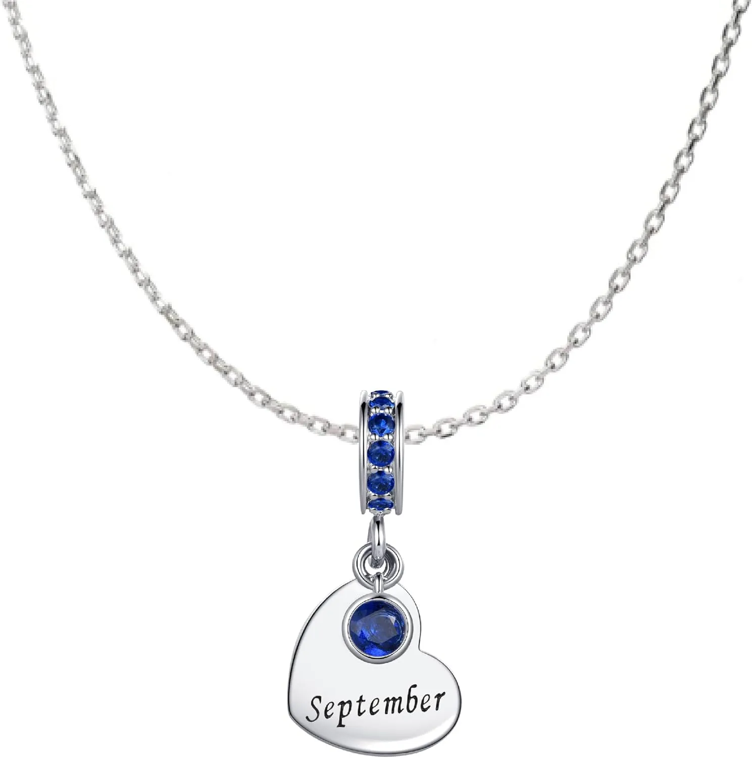 Birthday Month Jan to Dec Heart Birthstone Dangle Charm Compatible with Pandora Charms Bracelets