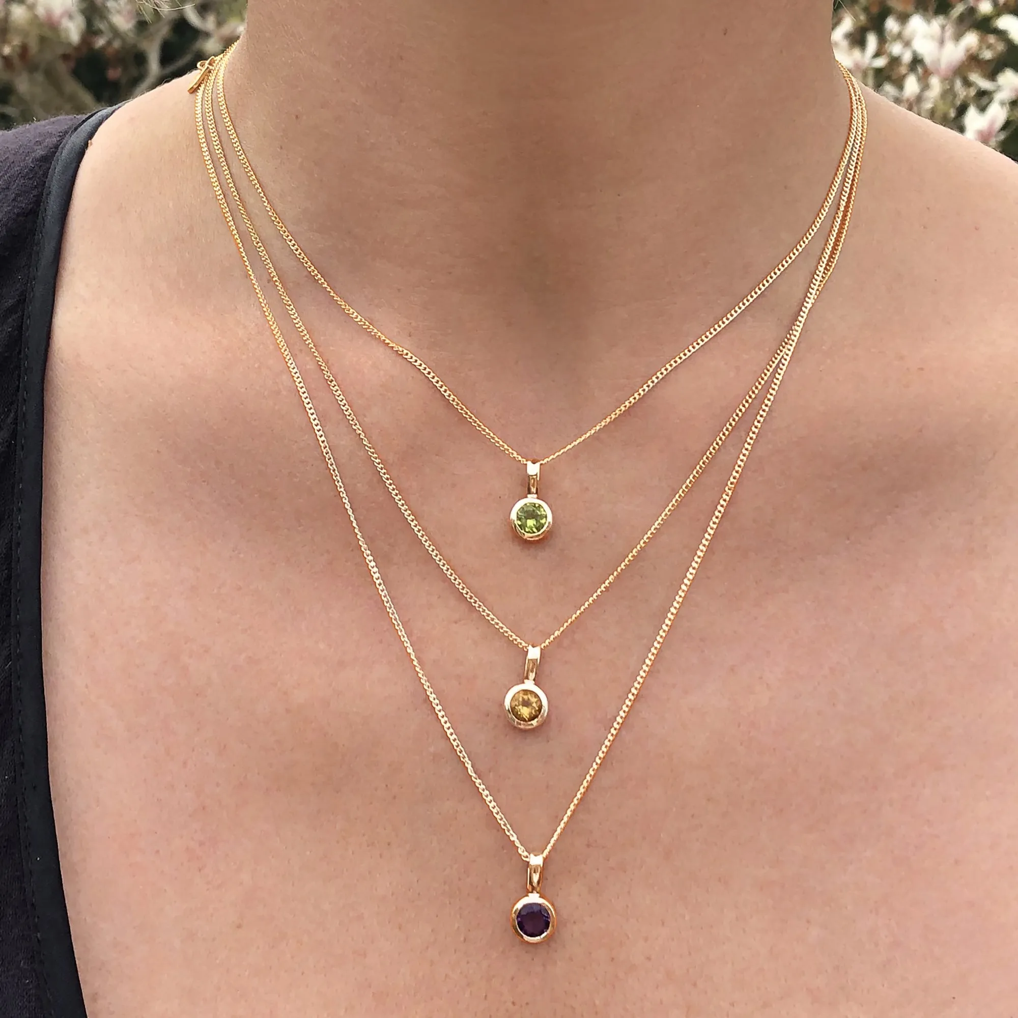 Birthstone Charm Pendants - Gold