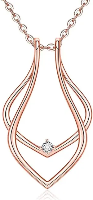 BKDRL Chain Necklace Ring Holder Necklace for Women Wedding Ring Pendant Necklace Birthday Gifts for Men Girlfriend Ring Keepers Trendy Y-2k Aesthetic Jewelry Fashion Jewelry (rose gold)