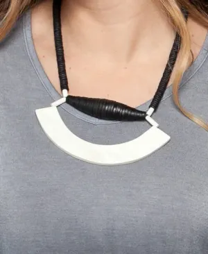 Black and White Crescent Tribal Bib Necklace