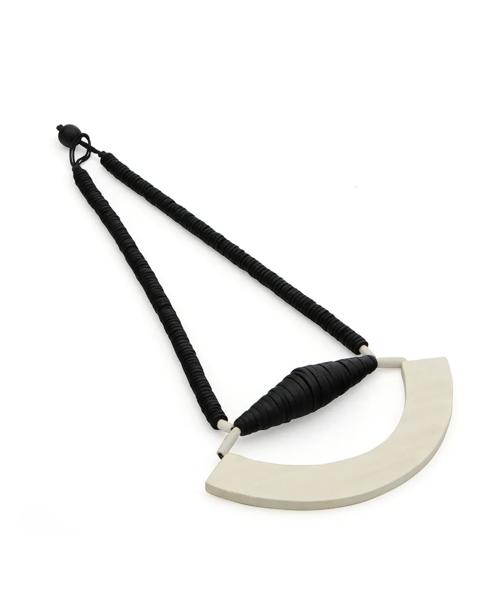 Black and White Crescent Tribal Bib Necklace