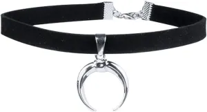 Black Choker Necklaces for Woman Halloween Gothic Necklace Jewelry Dresses for Women Goth Accessories Black Velvet Moon Choker Necklace Vintage Crescent Choker Necklace Halloween Costumes Jewelry
