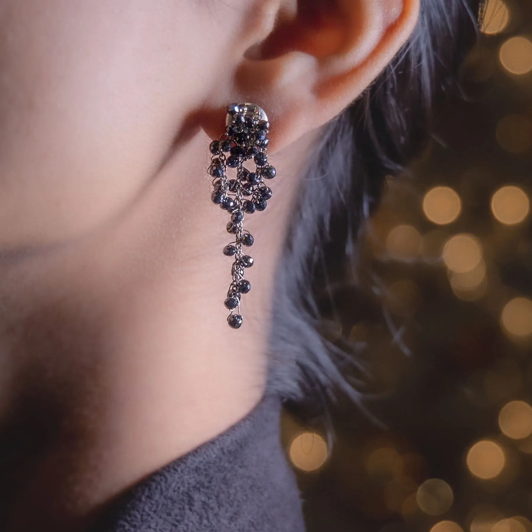 Black Diamond Bead Earrings