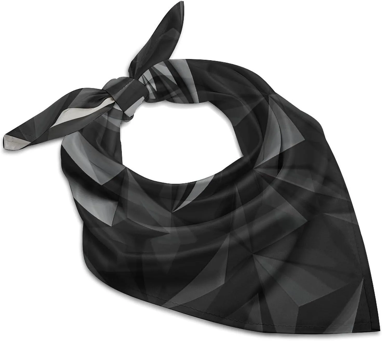 Black Geometric 25" Square Head Scarf Lightweight Silk Scarf for Women Soft Satin Head Scarves Large Neckerchief Fashion Bandanas Silk Headband Neck Satin Scarfs for Bag Hair Scarves Gift
