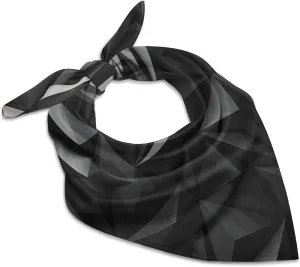 Black Geometric 25" Square Head Scarf Lightweight Silk Scarf for Women Soft Satin Head Scarves Large Neckerchief Fashion Bandanas Silk Headband Neck Satin Scarfs for Bag Hair Scarves Gift