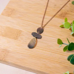 Black Mother of Pearl Round, Oval, and Raindrop Necklace with Rose Gold Chain - Elegant Jewelry | LIKHA