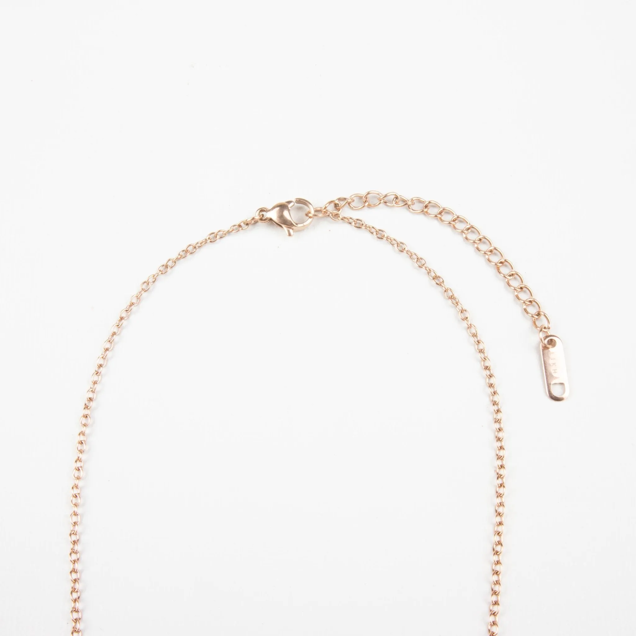 Black Mother of Pearl Round, Oval, and Raindrop Necklace with Rose Gold Chain - Elegant Jewelry | LIKHA