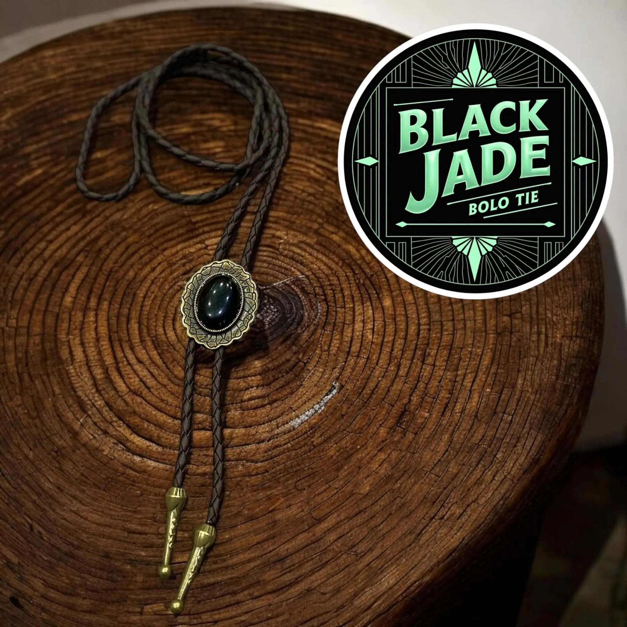 Black Stone Antique Brass Necktie