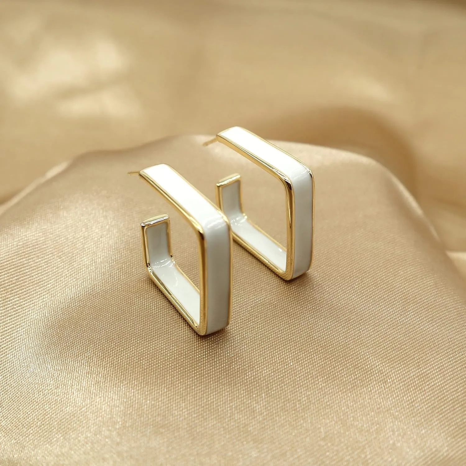 Black White Earrings for Women Sparkly Geometric Dangle Drop Statement Jewelry