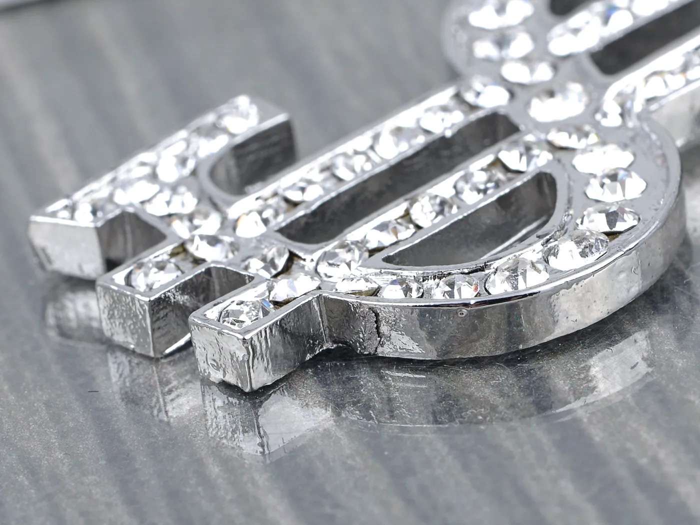 Bling Ice Dollar Sign Czech Huge Pendant Necklace