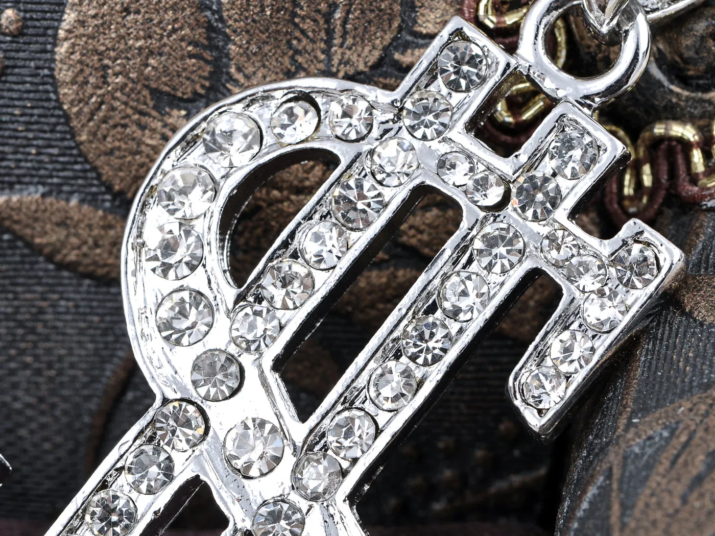 Bling Ice Dollar Sign Czech Huge Pendant Necklace