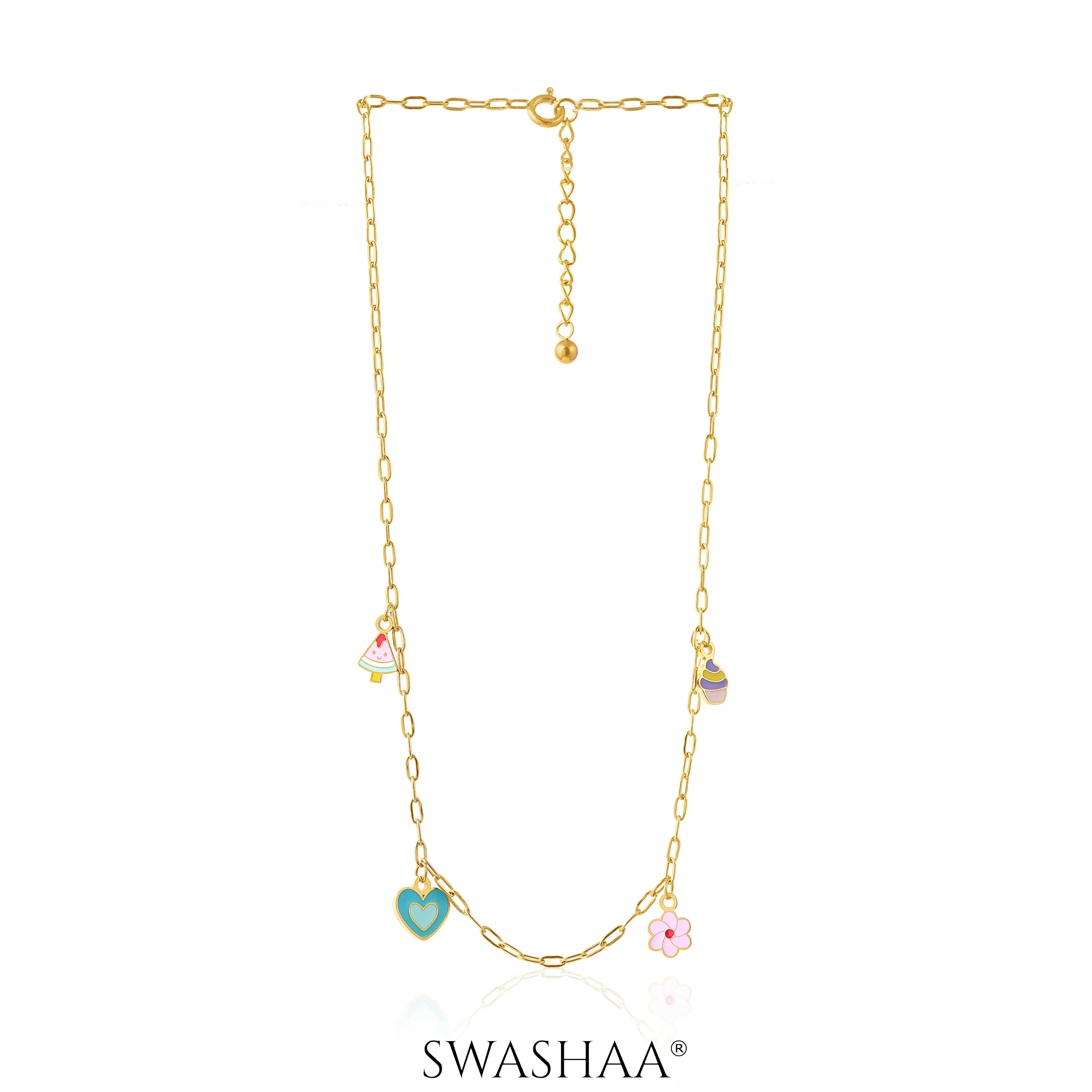 Blossom Love Charms 18K Gold Plated Kid's Necklace