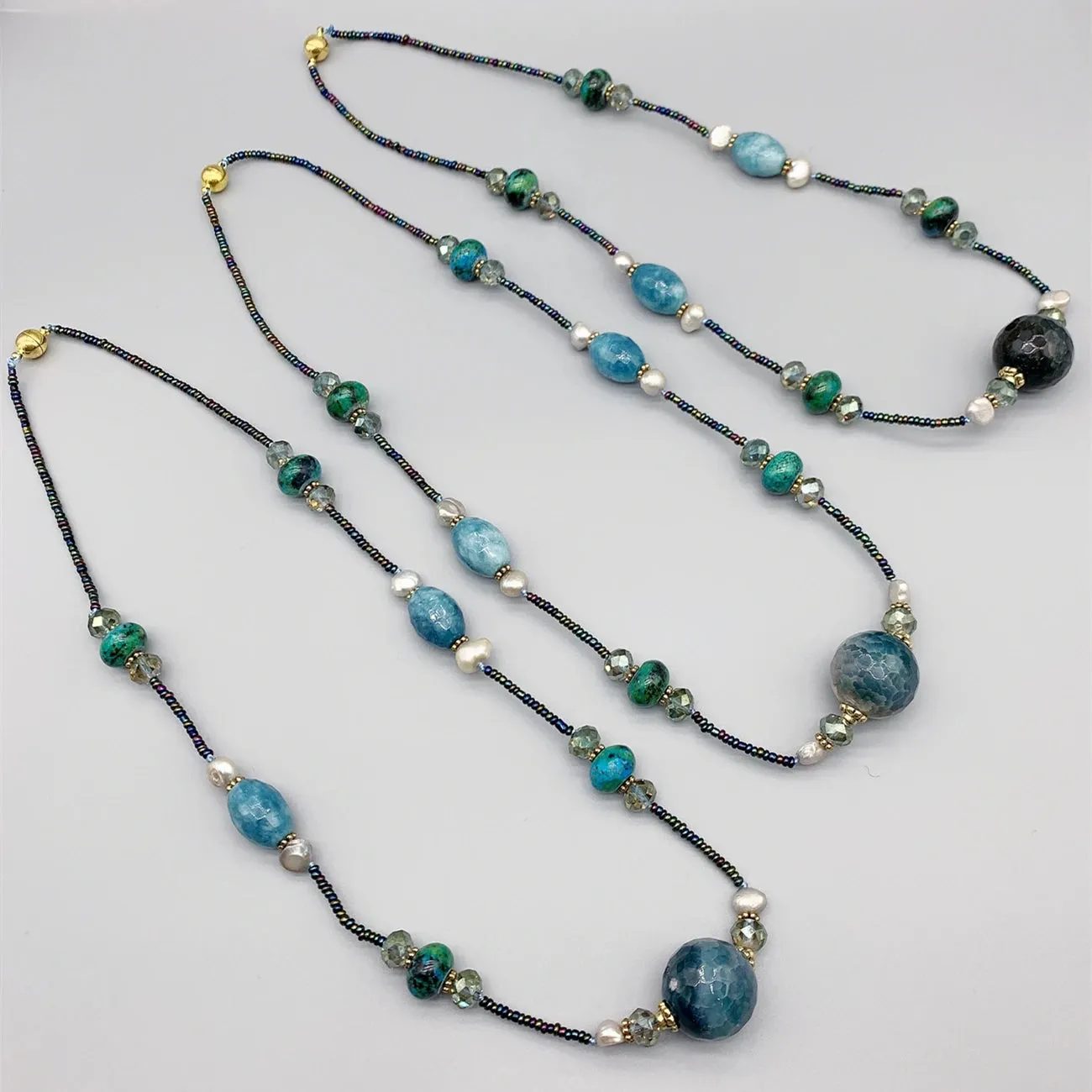 Blue Aquamarine & Azurite Necklace