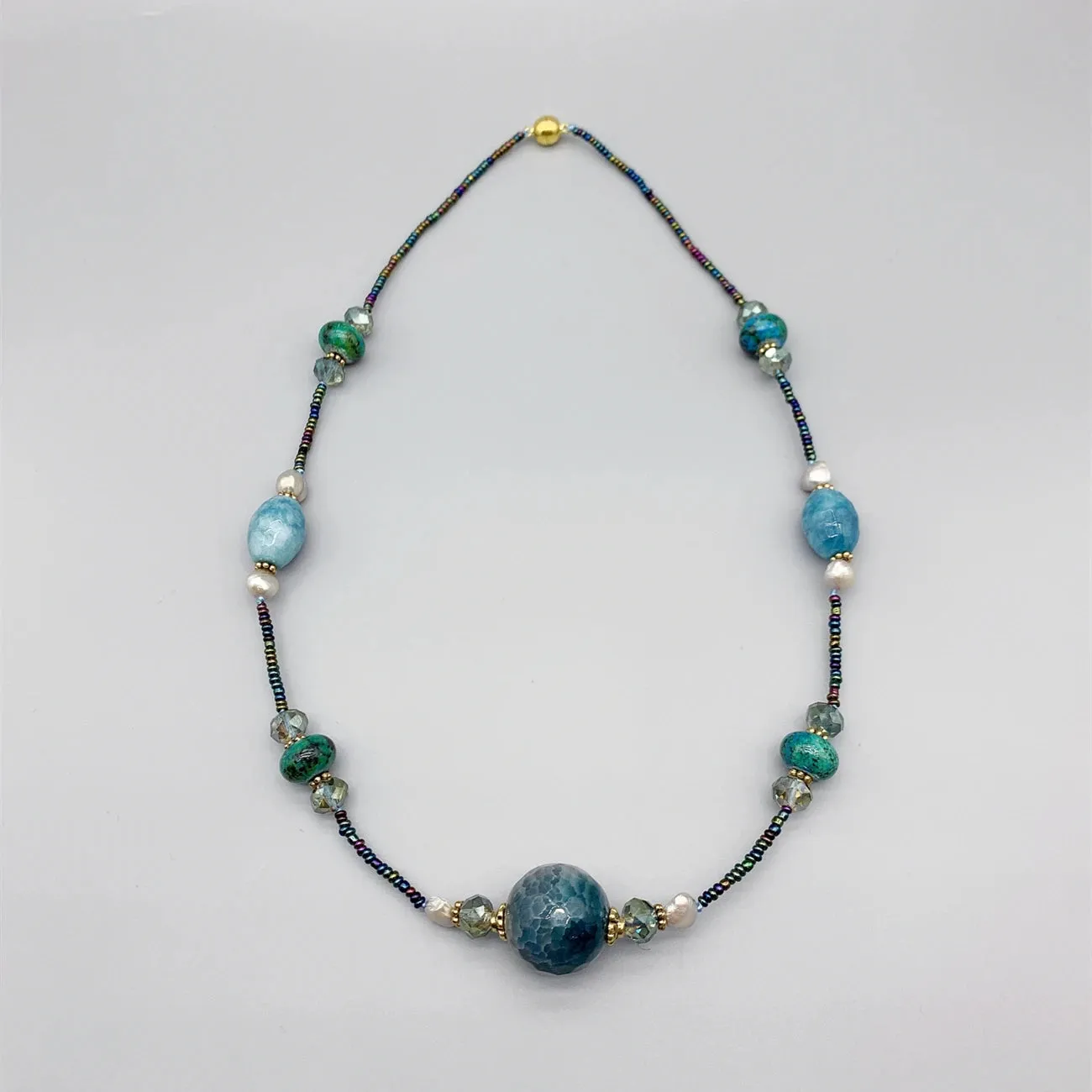 Blue Aquamarine & Azurite Necklace