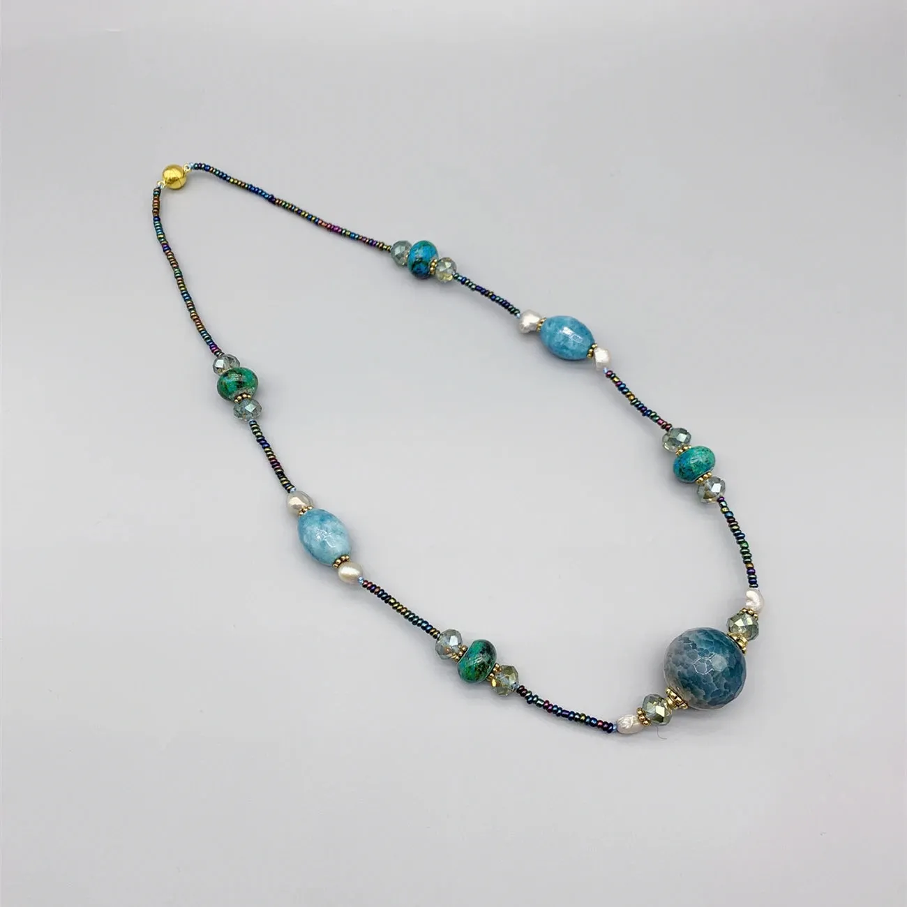 Blue Aquamarine & Azurite Necklace