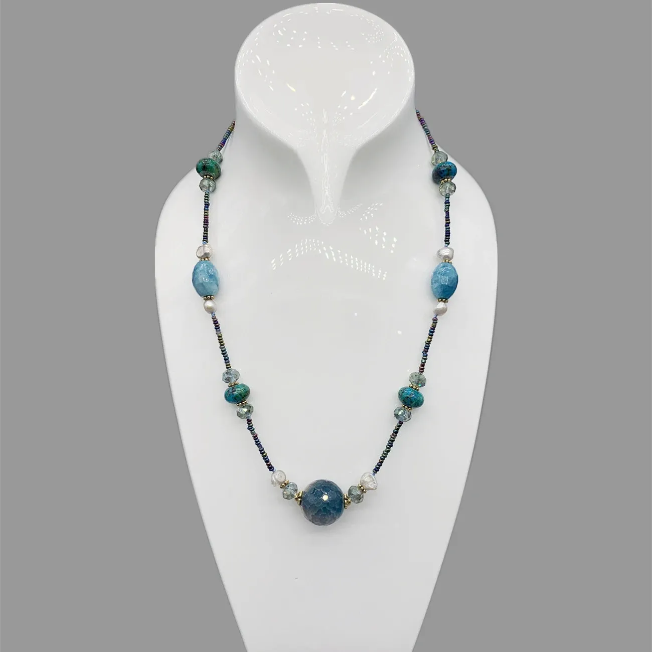 Blue Aquamarine & Azurite Necklace
