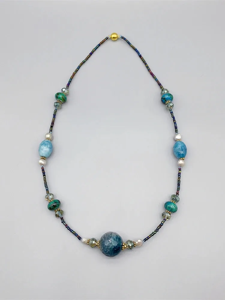 Blue Aquamarine & Azurite Necklace