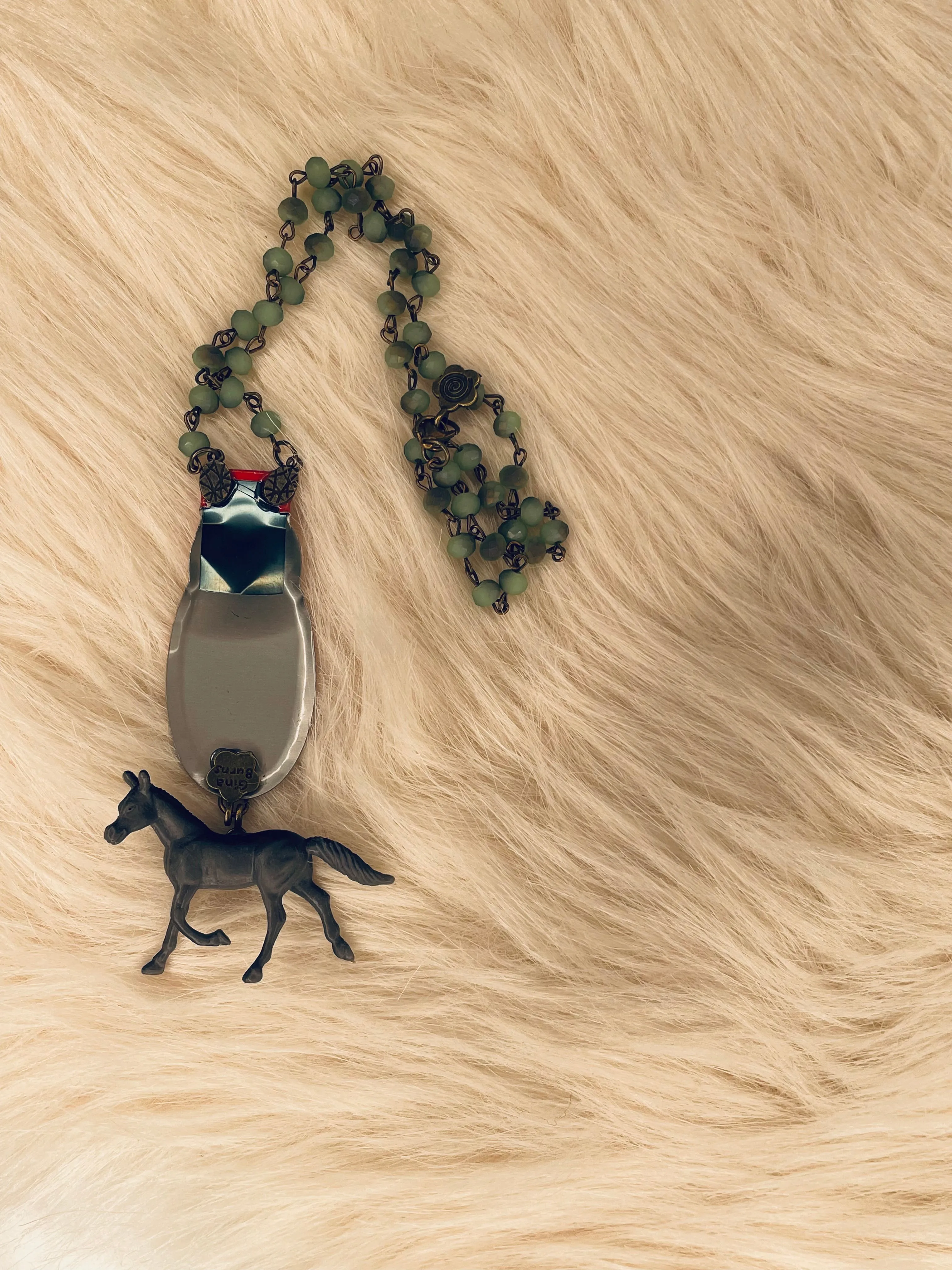 Blue Cowgirl Clicker w/Horse Charm Necklace by Gina