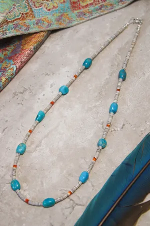 Blue Turquoise & Shell Boho Necklace