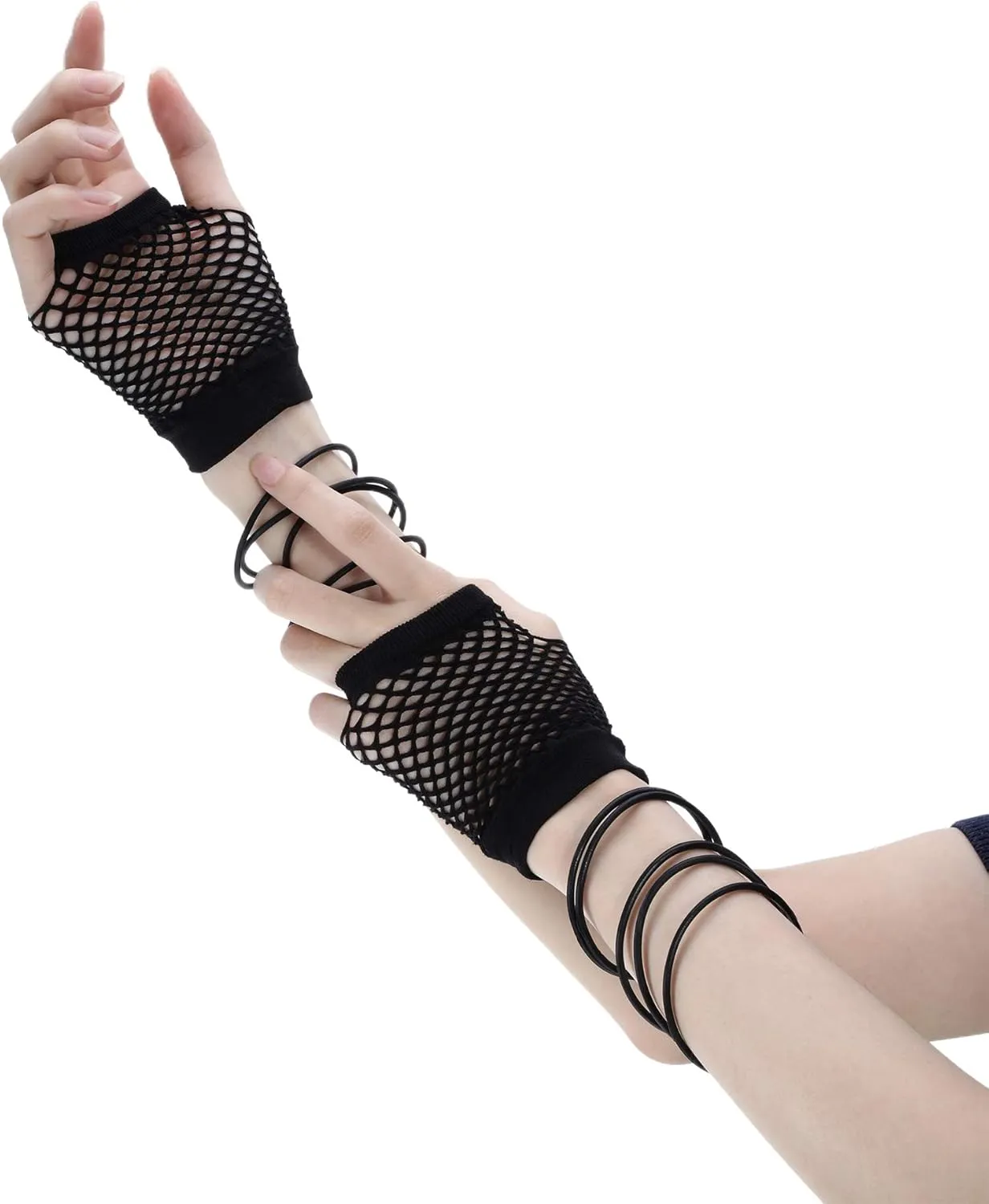 Blulu 80s Accessories for Women Costume Lace Headband Earrings Fishnet Gloves Necklace Bracelet for 80's Party