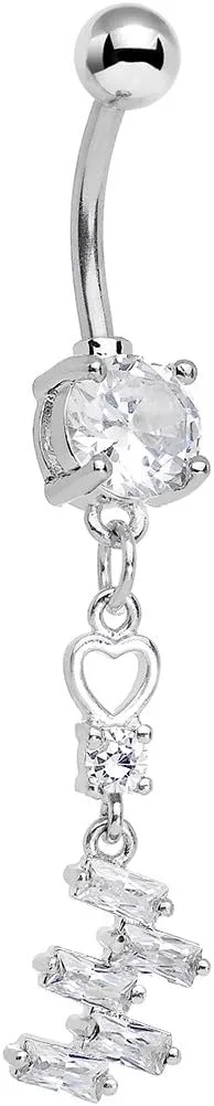 Body Candy Stainless Steel Geometric Clear Sparkle Dangle Belly Ring