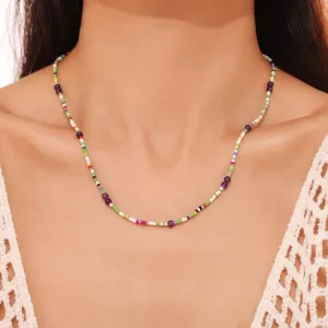 Bohemia Fashion Necklace for Women Nature Stones Purple Charm