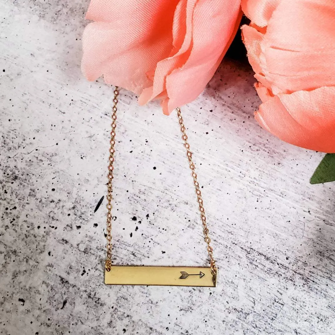 Bohemian Arrow Hand Stamped Bar Necklace by Salt and Sparkle