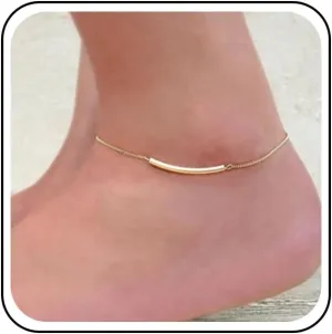 Bohemian Bar Ankle Bracelet Gold Arc Bar Ankle Chain Bracelet Curved Bar Beach Anklet Chain Metal Bar Foot Chain Anklet Summer Beach Foot Chain Jewelry for Women Gifts