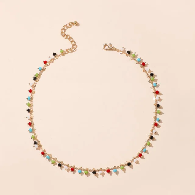 Bohemian Colorful Beaded Necklace for Women Charms Tassel Clavicle Chain Chockers Handmade Party Jewelry