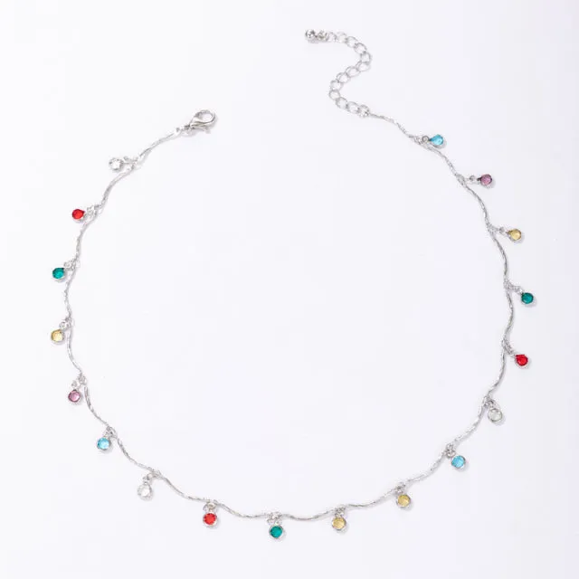 Bohemian Colorful Beaded Necklace for Women Charms Tassel Clavicle Chain Chockers Handmade Party Jewelry