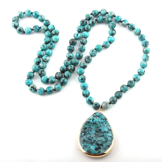 Bohemian Knotted Stone Matching  Pendant Necklaces