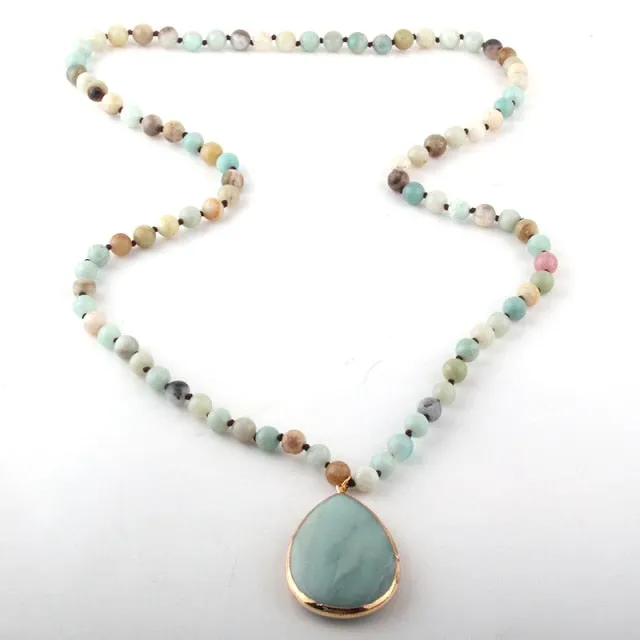 Bohemian Knotted Stone Matching  Pendant Necklaces