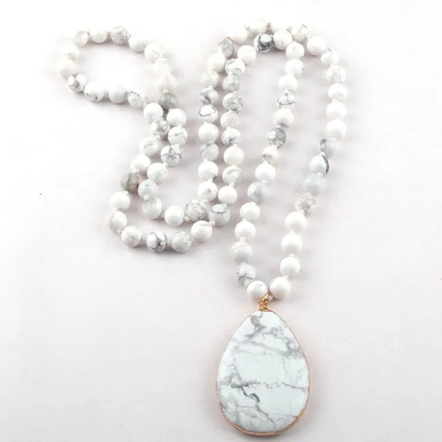 Bohemian Knotted Stone Matching  Pendant Necklaces