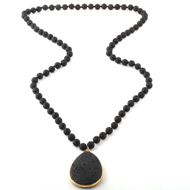 Bohemian Knotted Stone Matching  Pendant Necklaces