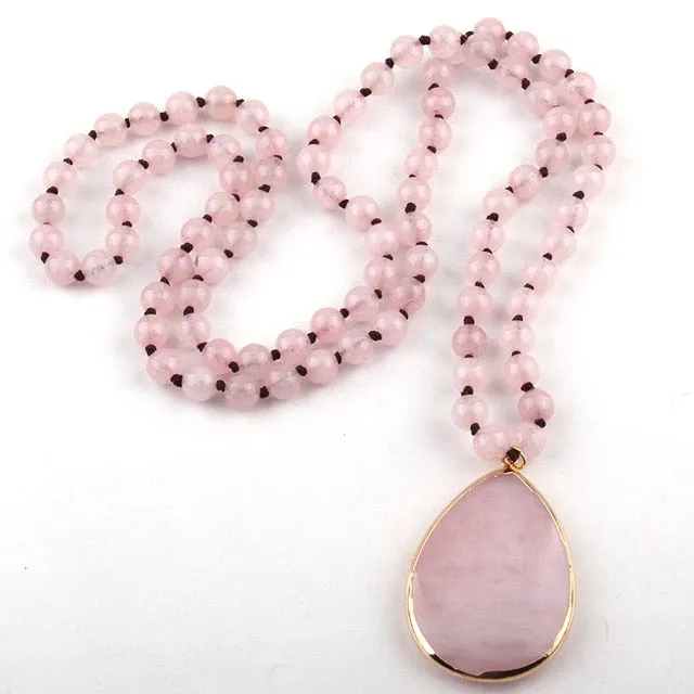 Bohemian Knotted Stone Matching  Pendant Necklaces